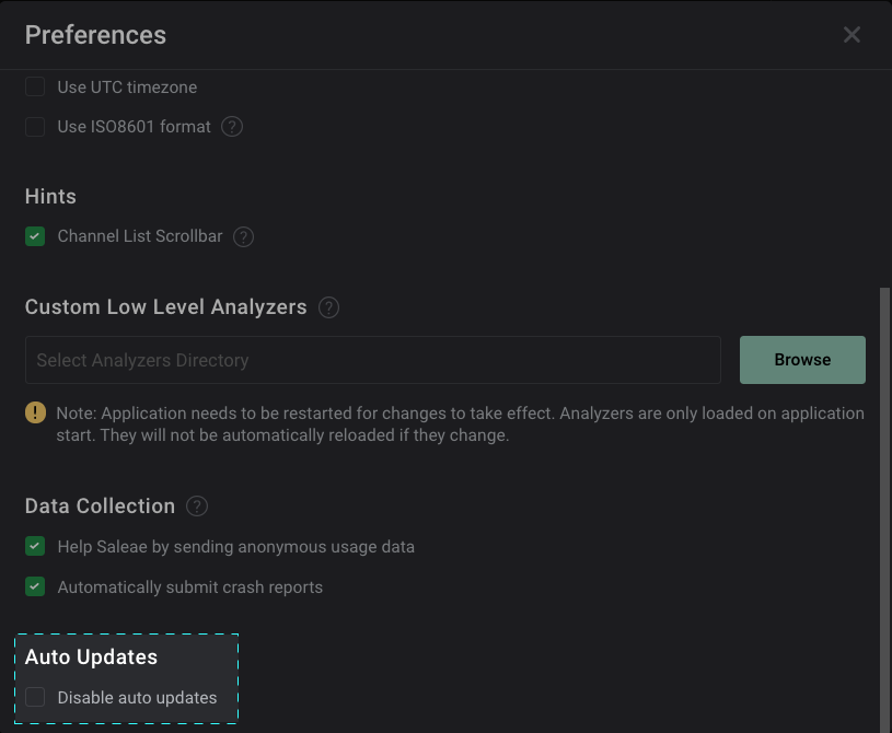 Disable auto updates